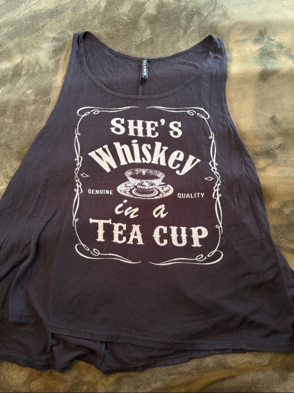 Triumph Black Graphic Tank Top with White Print